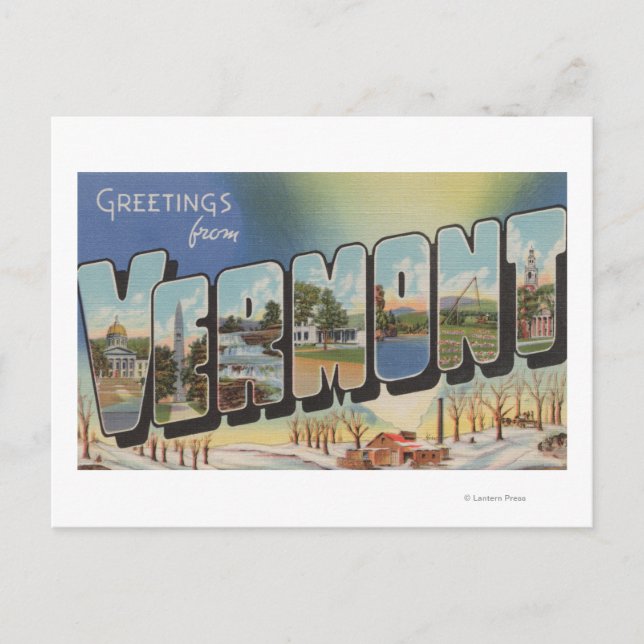 Vermont (Winterlandschaft) - Große Briefmarkenszen Postkarte (Vorderseite)