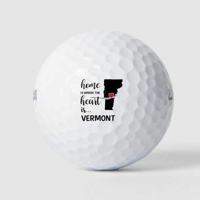 Vermont Zuhause ist das Herz Golfball (Vorderseite)