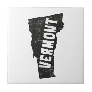 Vermont-Zuhause-Vintage Karten-Silhouette Fliese