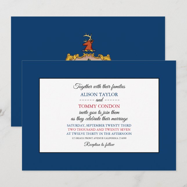 Vermonter Flag, Flagge von Vermont Hochzeit Einladung (Vorne/Hinten)
