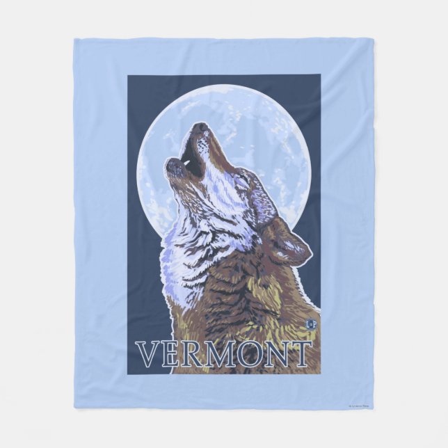 VermontHowling Wolf Fleecedecke (Vorderseite)