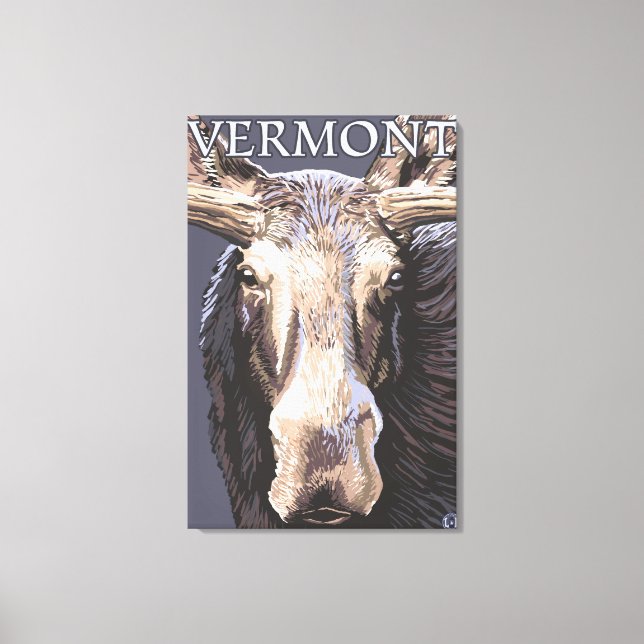 VermontMoose Up Nah Leinwanddruck (Vorderseite)