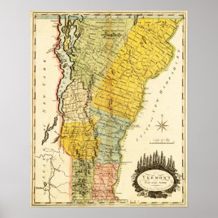 VermontPanorama Karte Vermont Poster