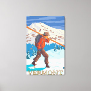 VermontSkier tragende Skis Leinwanddruck