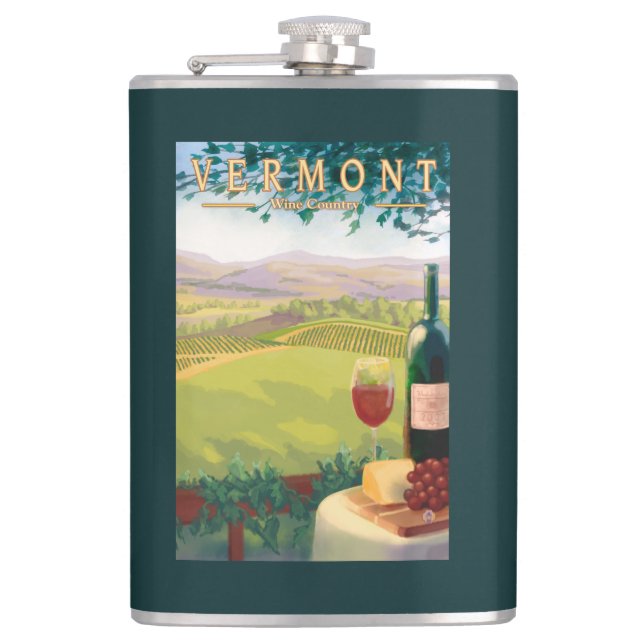 VermontWine Land-Szene Flachmann (Vorderseite)