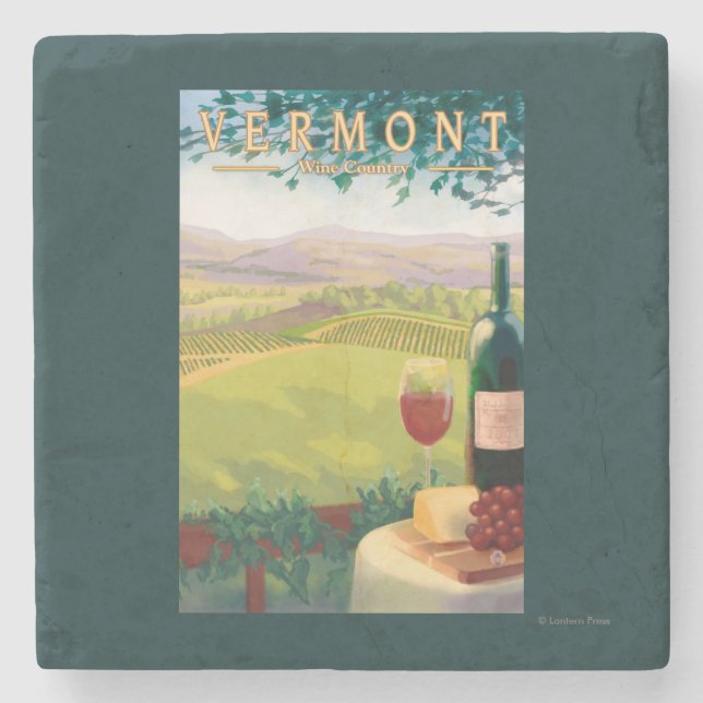 VermontWine Land-Szene Steinuntersetzer (Vorderseite)
