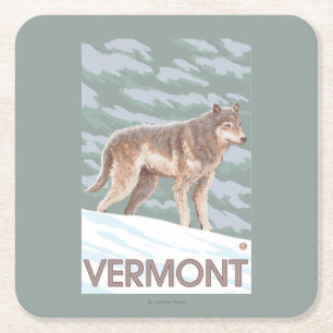VermontWolf Szene Rechteckiger Pappuntersetzer