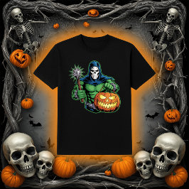 Vermummte Bösewicht Totenkopfmaske Schlagfuß Hallo T-Shirt