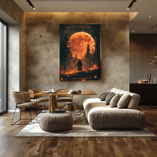 Vermummte Gestalt Halloween - Vollmond & Feuerwald Poster