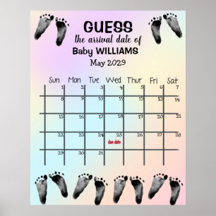 Vermutlicher Geburtstermin-Kalender mit Fußabdrück Poster
