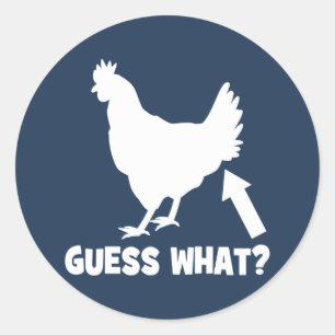 Vermutung was? Huhn-Hintern Runder Aufkleber