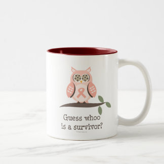 Vermutungs-Whoo Überlebend-rosa Band-Eulen-Tasse Zweifarbige Tasse