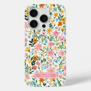 Vernähtes Blumenmuster mit Monogramm Case-Mate iPhone Hülle