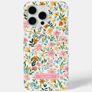 Vernähtes Blumenmuster mit Monogramm Case-Mate iPhone Hülle