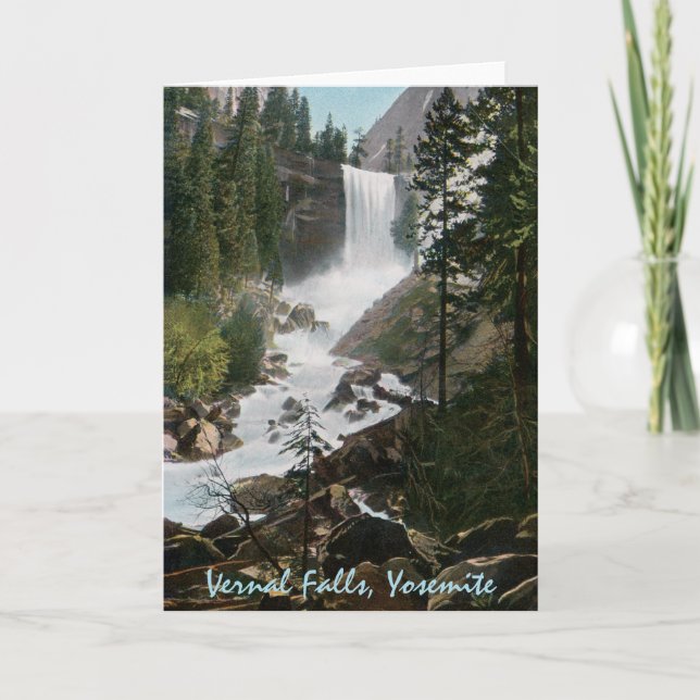 Vernal Falls Vintage Yosemite Greeting Card Karte (Vorderseite)