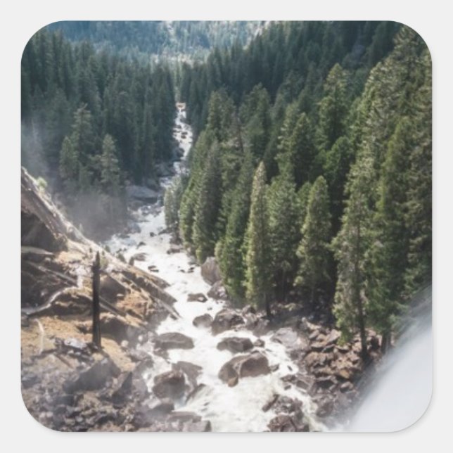 Vernall Fall and Mist Trail Quadratischer Aufkleber (Vorderseite)