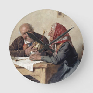 Vernarrte Erinnerungen (Öl auf Leinwand) Runde Wanduhr