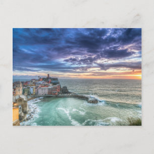Vernazza bei Sonnenuntergang, Italien Postkarte