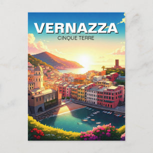Vernazza, Cinqua Terra Magnet Sonnenuntergang Postkarte