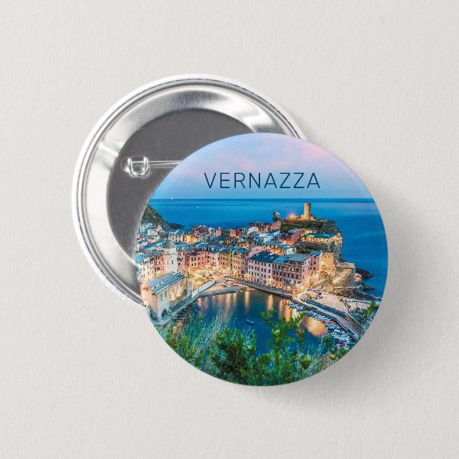 Vernazza Cinque Terre La Spezia Italien Panorama Button (Vorne & Hinten)