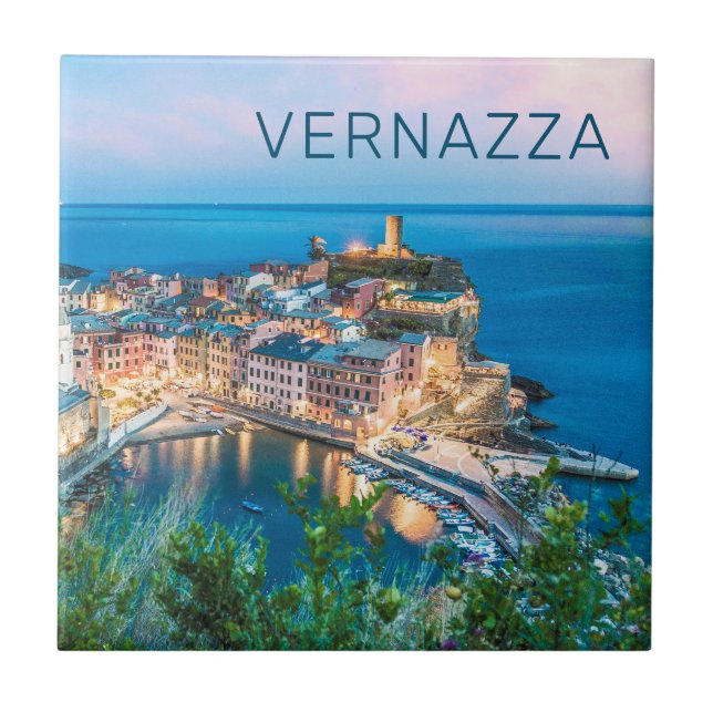 Vernazza Cinque Terre La Spezia Italien Panorama Fliese (Vorderseite)