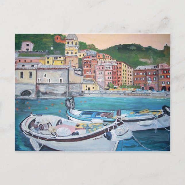 Vernazza Harbour Greetings Postcard Postkarte (Vorderseite)