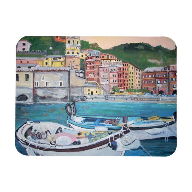Vernazza Harbour, Italien Magnete (Horizontal)