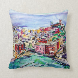 Vernazza Italien Wasserfarben Kissen