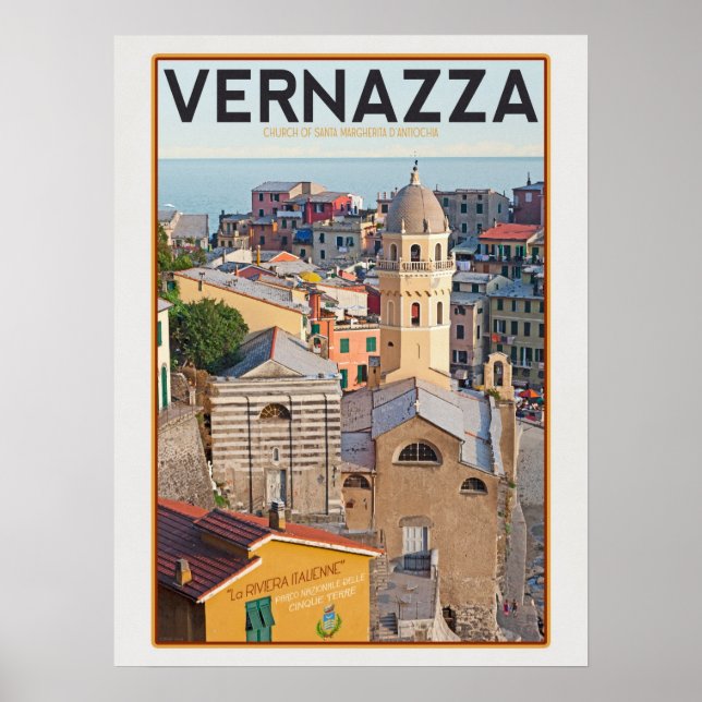 Vernazza - Kirche Santa Margherita d'Antiochia Poster (Vorne)