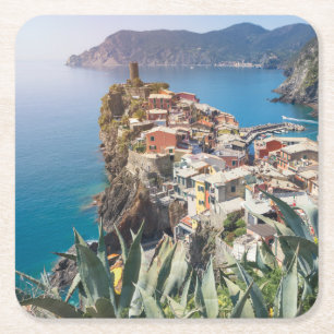 Vernazza Stadt im Cinque Terre Rechteckiger Pappuntersetzer