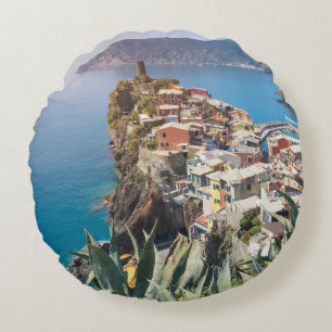 Vernazza Stadt im Cinque Terre Rundes Kissen