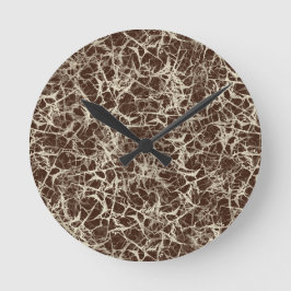 Vernetzende Neuronen auf Rot - nahtloses Muster. Runde Wanduhr
