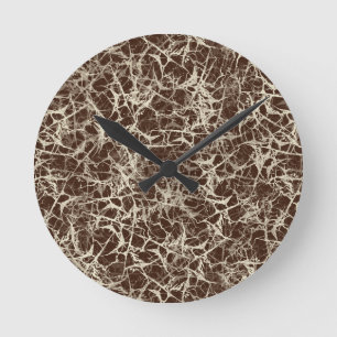 Vernetzende Neuronen auf Rot - nahtloses Muster. Runde Wanduhr