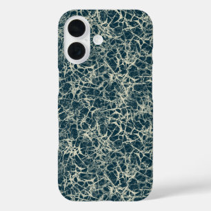 Vernetzte Neuronen auf Türkis - nahtloses Muster. iPhone 16 Hülle