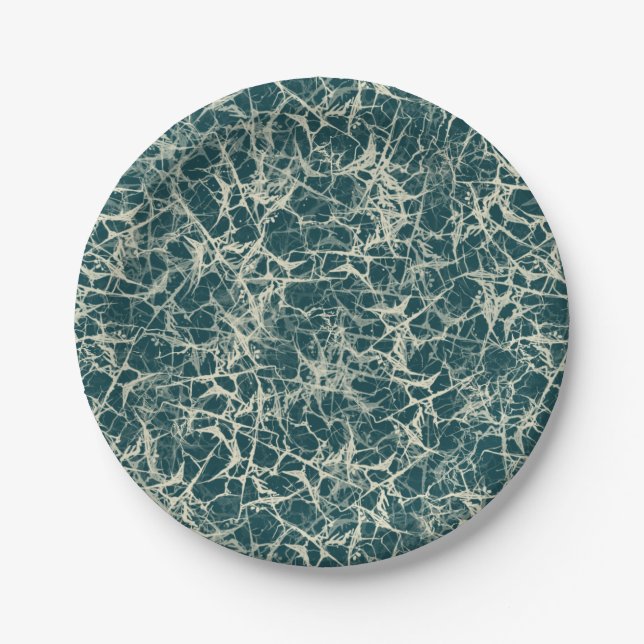 Vernetzung von Neuronen auf Aquamarin - nahtlos. Pappteller (Vorderseite)