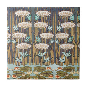 Verneuil Libelle Seerose Art Nouveau: Vintage Fliese