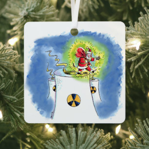Vernichteter Weihnachtsmann quadratischer Metallsc Ornament Aus Metall