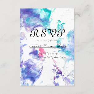 Vernis acrylique, design marbré, carte RSVP -