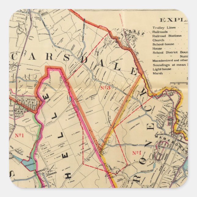 Vernon, E Chester, Pelham, New Rochelle, NY Quadratischer Aufkleber (Vorderseite)