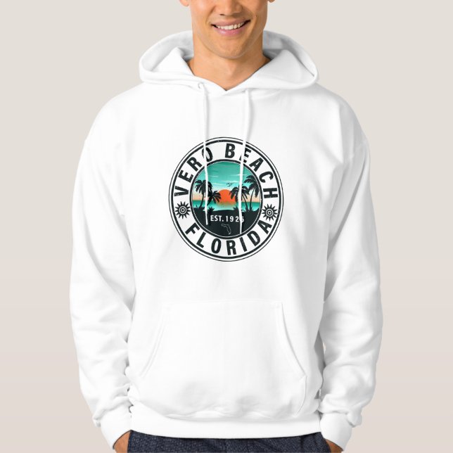 Vero Beach Florida Palm Tree Retro Sunset 60er Hoodie (Vorderseite)