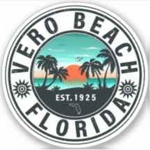 Vero Beach Florida Palm Tree Retro Sunset Souvenir
