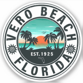 Vero Beach Florida Palm Tree Retro Sunset Souvenir Aufkleber
