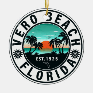 Vero Beach Florida Palme Retro-Sonnenuntergang-Sou Keramik Ornament