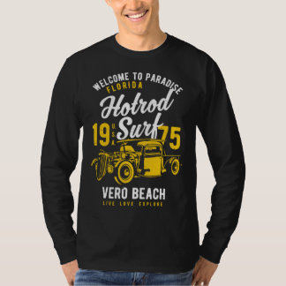 Vero Beach Florida Retro Hotrod Surf Distressed  4 T-Shirt