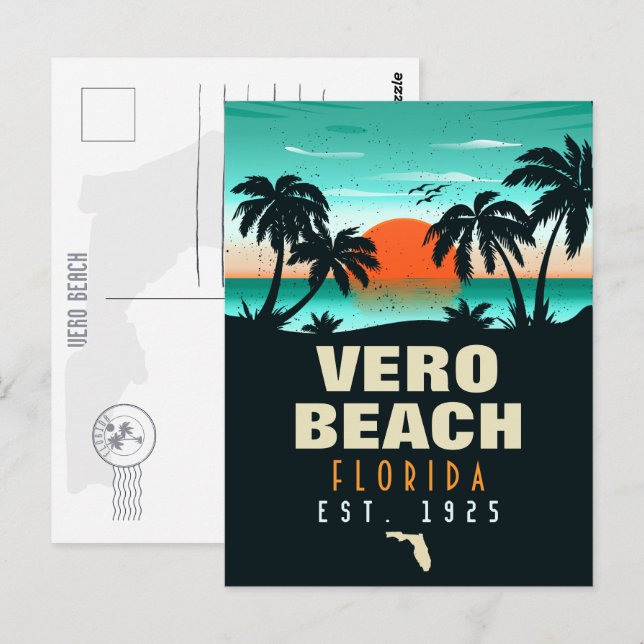 Vero Beach Florida Retro Sunset Souvenirs 60er Postkarte (Vorne/Hinten)