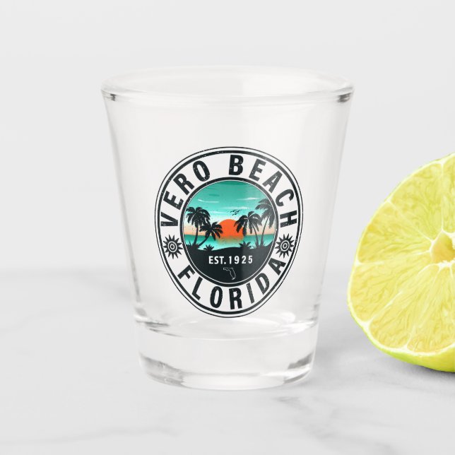 Vero Beach Florida Retro Sunset Souvenirs 60er Schnapsglas (Vorderseite)