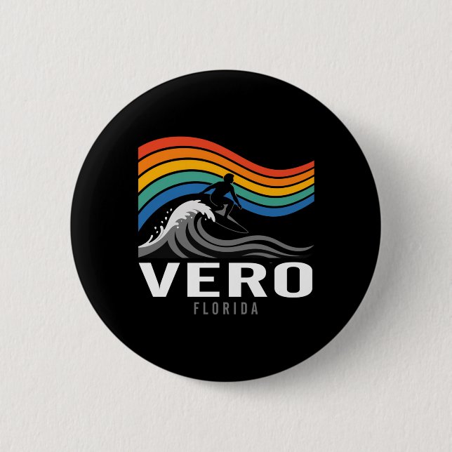 Vero Beach Florida Surfer Surfen Männer Frauen Button (Vorderseite)
