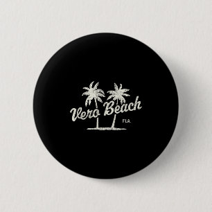 Vero Beach Florida Vintag 70er Palm Trees Graphic Button