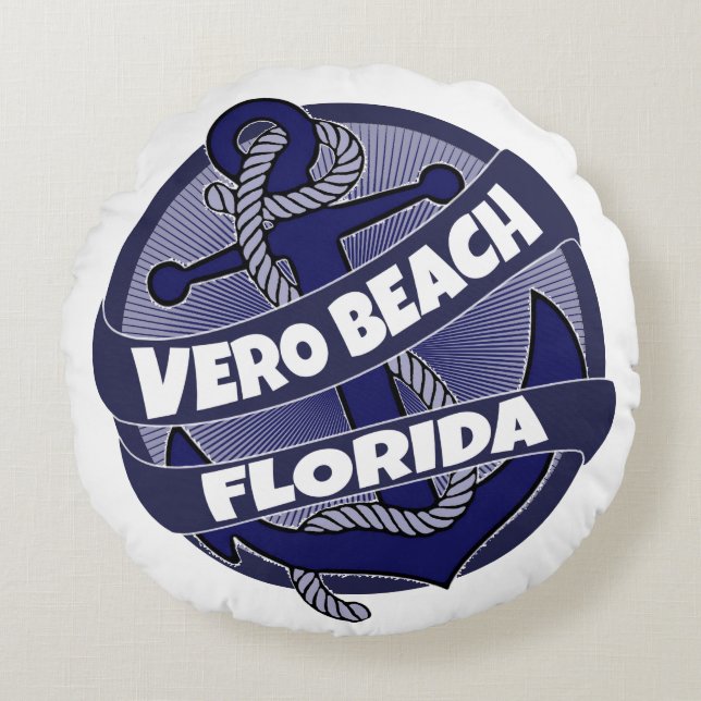 Vero Beach Floride ancre coussin rond (Devant)