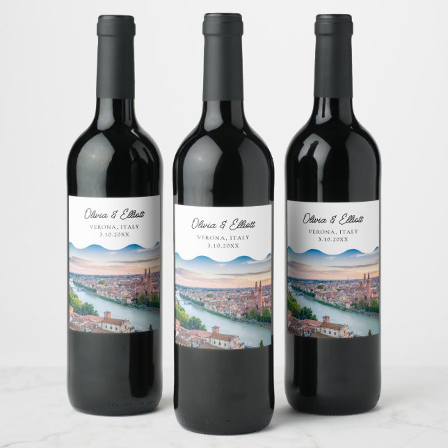 Verona Gastgeschenk Hochzeit Personalisiert Wine L Weinetikett (Flaschen)